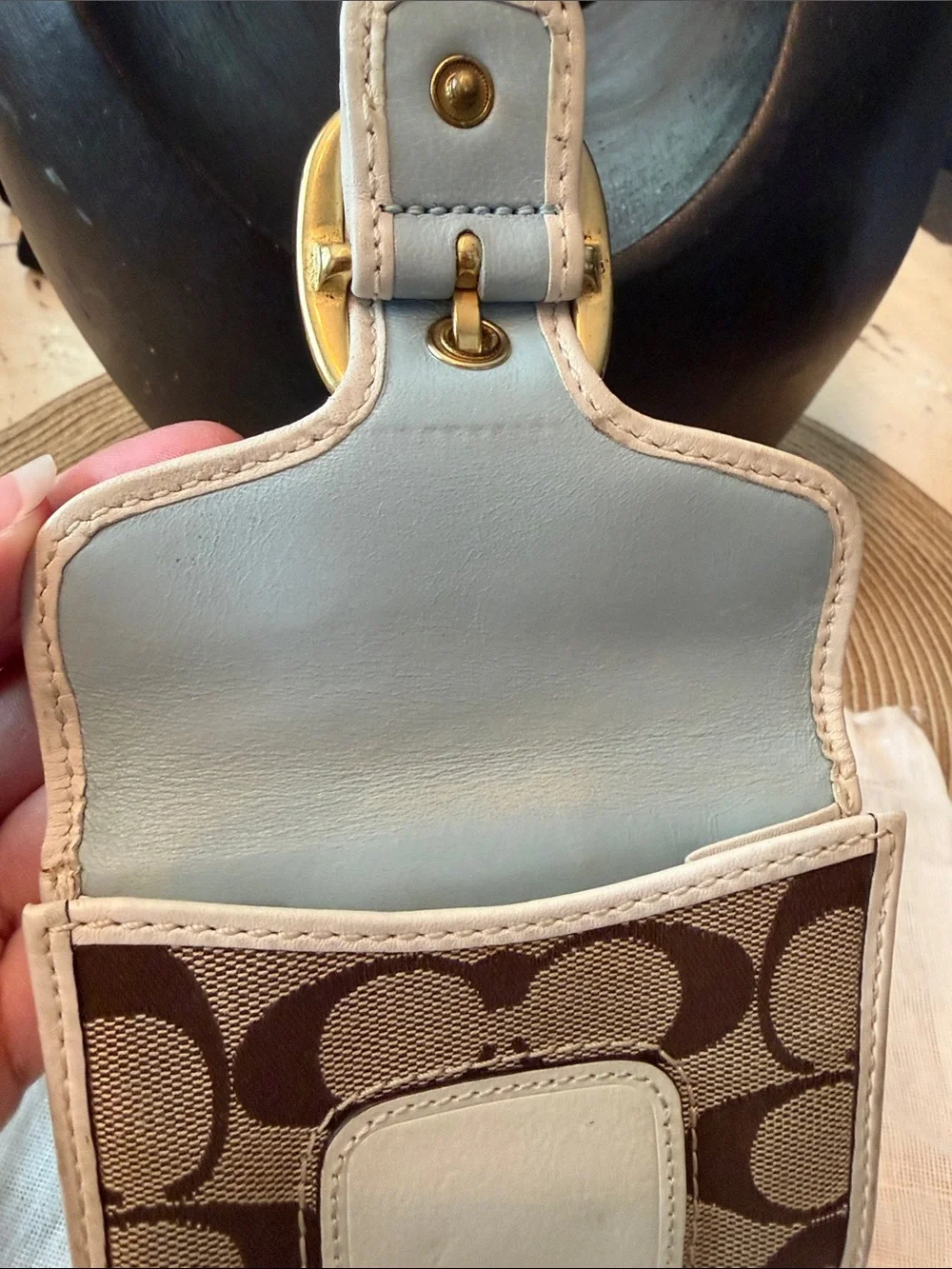 Coach Vintage Bleeker Signature Canvas Wallet with Tattersall Lining SoHo Buckle